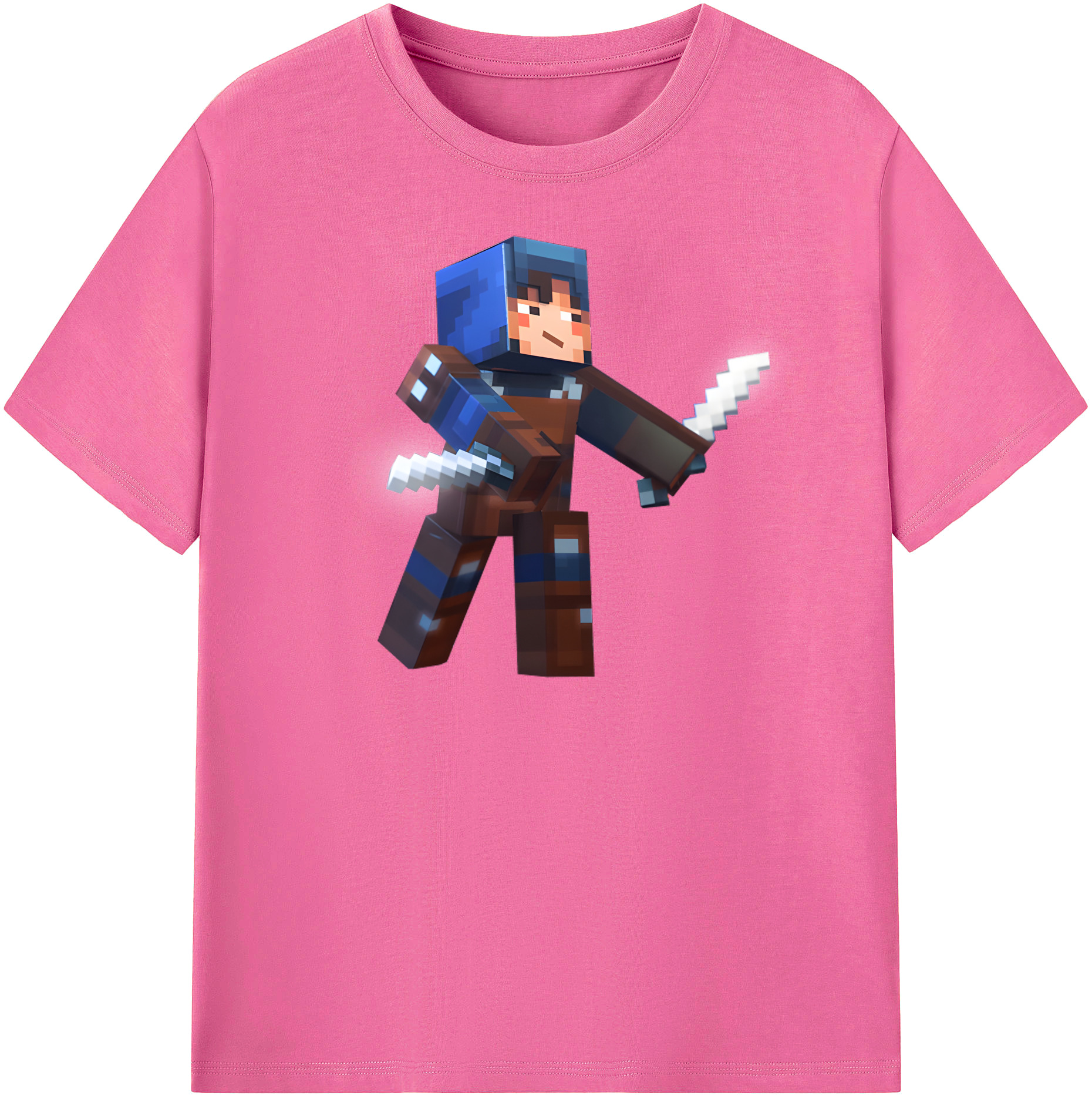 （画像用） マインクラフト ブロックの世界 Minecraft MC Block world レディースカジュアルプリントTシャツ（綿100％）
